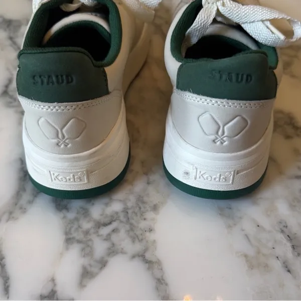 EUC KEDS X STAUD The Court Sneakers Cream and Green Women's Sz 7.5 Sold Out - Image 6