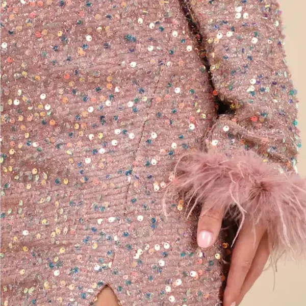 Lulu's Sequined Pink Midi Skirt with Slit - Image 5