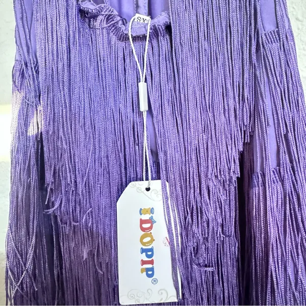 NWT Purple‎ Backless Fringe Dress Jumpsuit - XS - Image 6