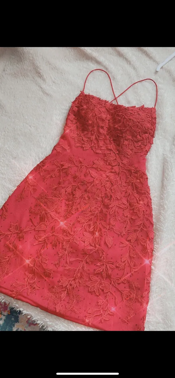 Sherri Hill Red Lace Dress - Image 4
