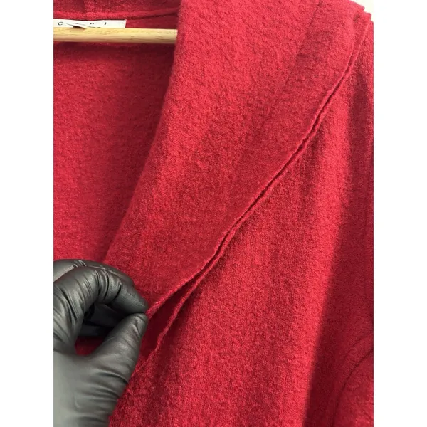 CAbi Red 100% Merino Wool Belted Wrap Cardigan Jacket Sweater Belt M Style 167 - Image 13