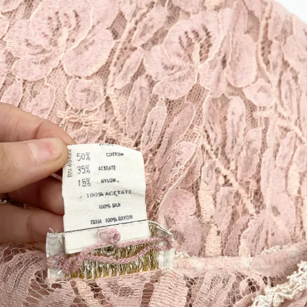 Vtg 80s Jessica McClintock Lace Dress‎ Size 8 Cottage Coquette Victorian Prairie - Image 8