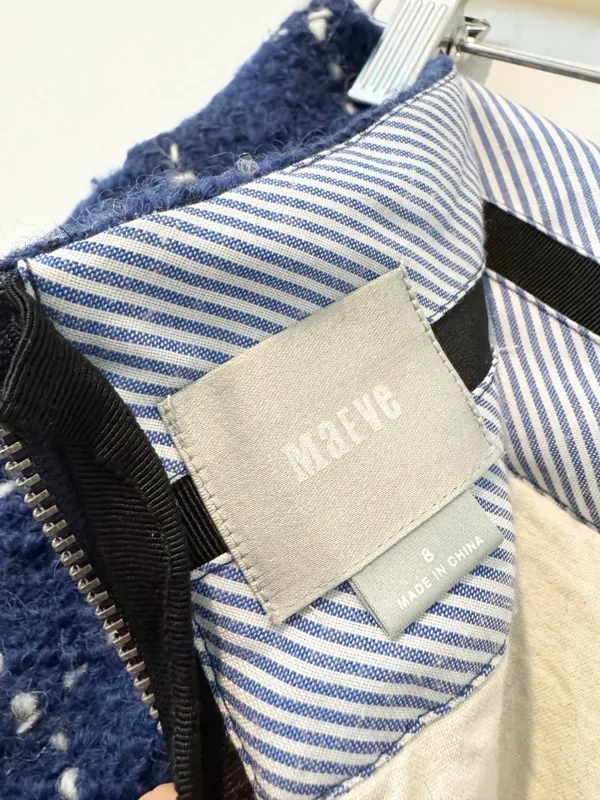 Maeve Skirt Size 8 Navy Windowpane Plaid Pleated Wool A Line Mini Clueless Retro - Image 5