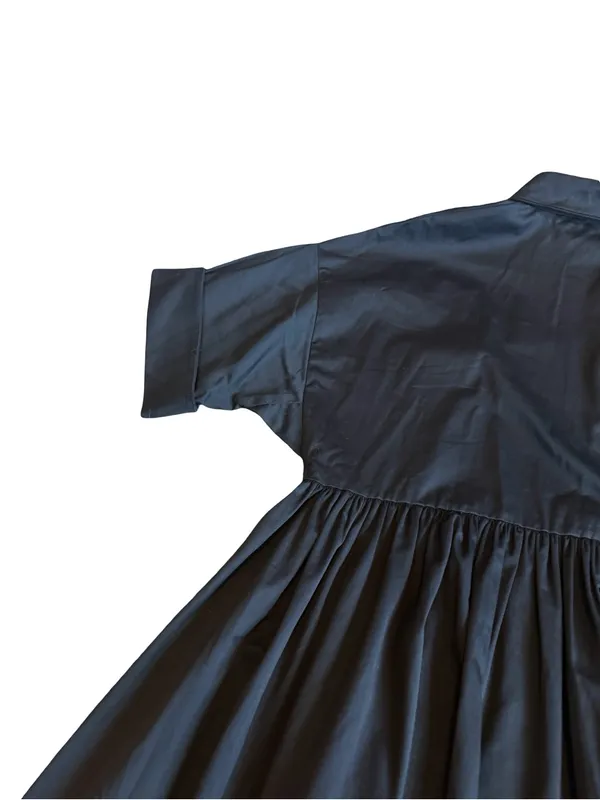 Kate Spade Black Cotton Midi Dress Sleeve Full Shirt Button Down Medium Women's - Image 9