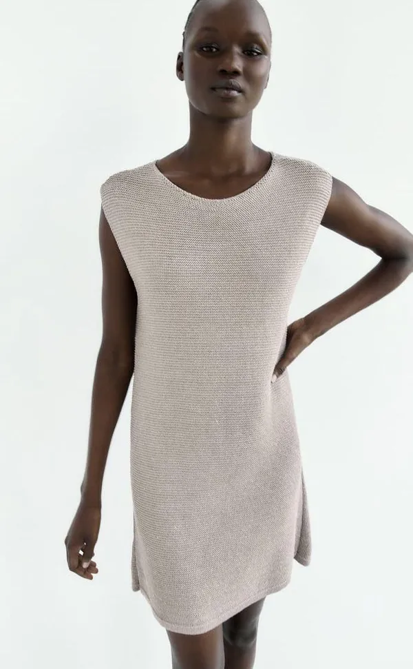 ZARA NWT  KNIT DRESS WITH METALLIC THREAD - Image 3