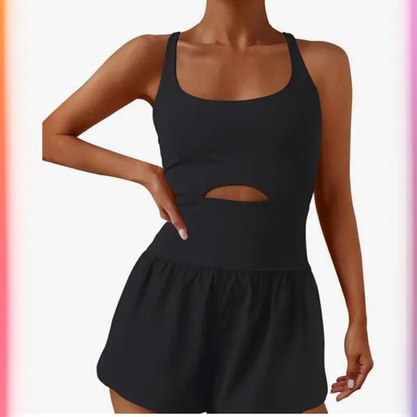 Amazon Black Sleeveless Cutout Romper - Image 3