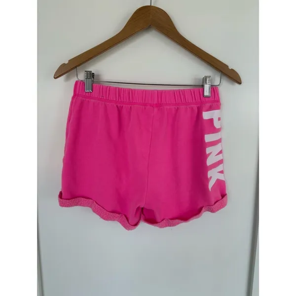 PINK Victoria’s Secret Pink Fleece Shorts Lounge Drawstring side Logo - XS - Image 4
