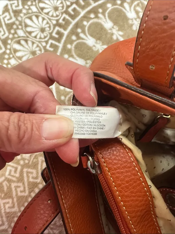 Liz Claiborne Burnt Orange Pebble Leather Shoulder Bag - Image 12