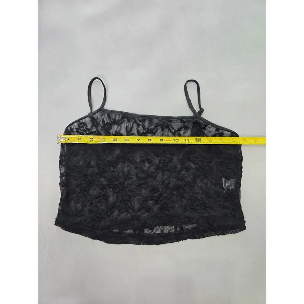 Black Lace Floral Cami Cropped Goth Top Large - Image 5
