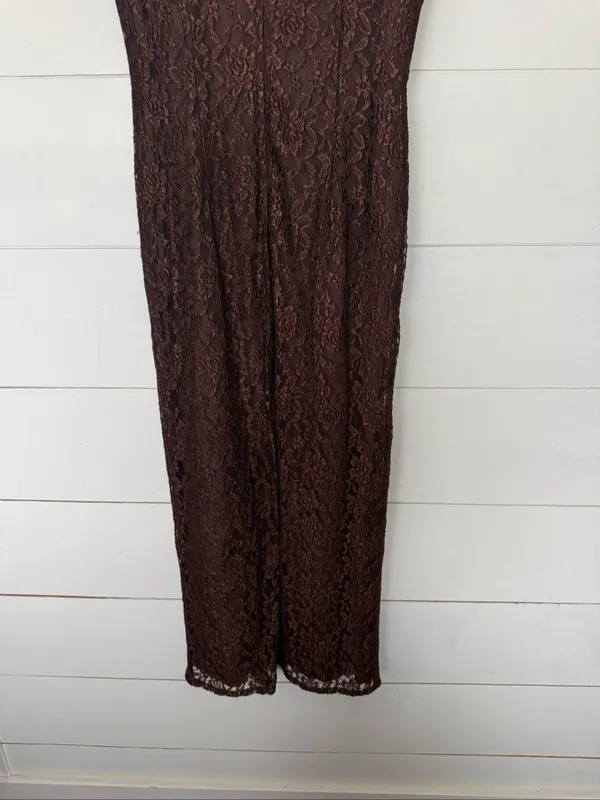 Scarlett Women’s Medium Brown Lace Y2K Dress Romantic - Image 4