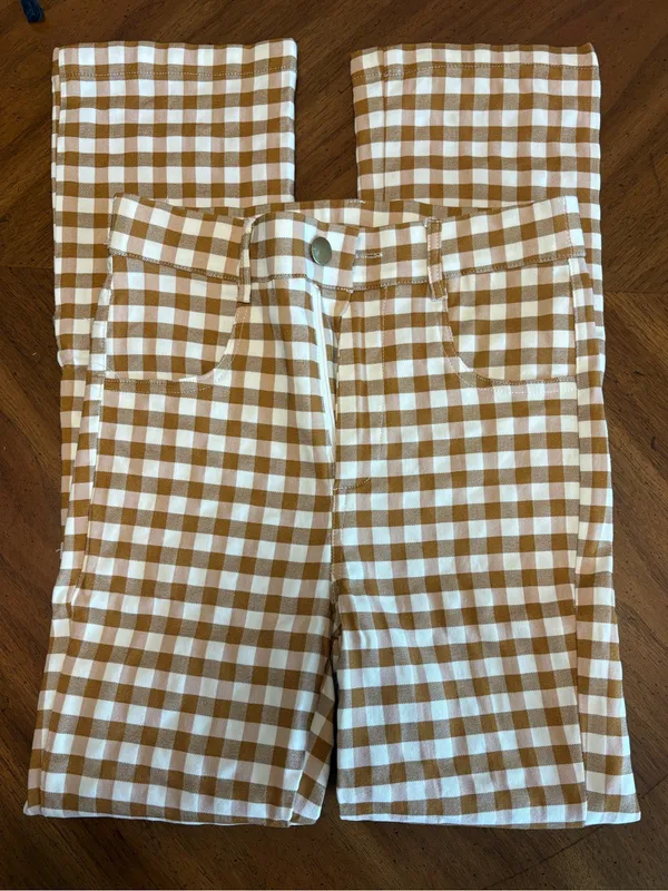 Hayden Button Closure Stretch Checkered Pants - Image 7
