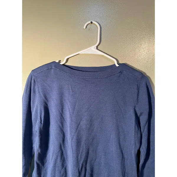 Coldwater Creek Women's Size Small Boatneck Sweater 3/4 Sleeve Blue Gray Silk - Image 4