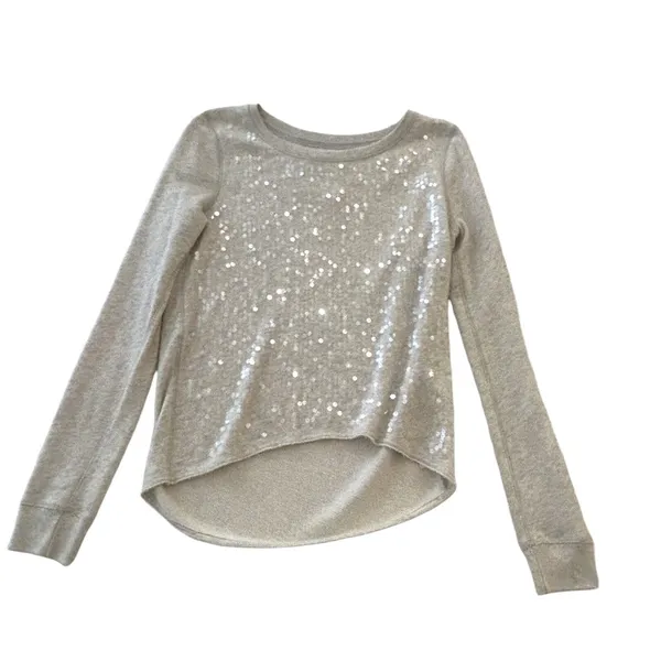 Abercrombie & Fitch Sequined Sweatshirt Heathered Gray Long Sleeve Size‎ S - Image 4
