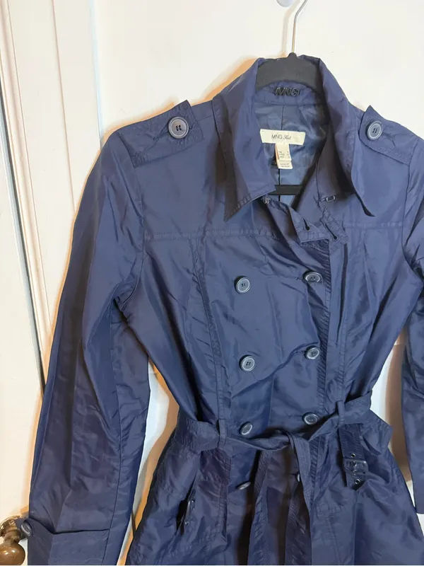 MNG Suit Y2K Navy Blue Raincoat Size XS - Image 6