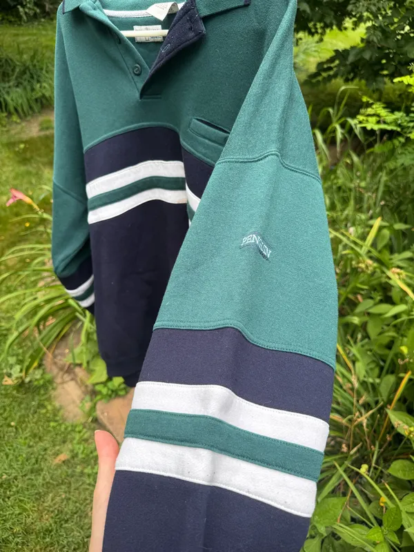 Original Penguin Men’s Striped rugby Polo sweatshirt - Image 3