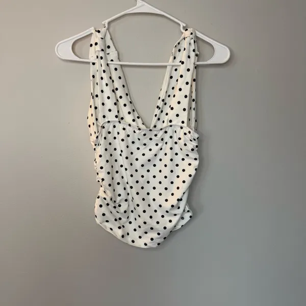 SHEIN Polka Dot Ruched Plunge Top  - Image 2