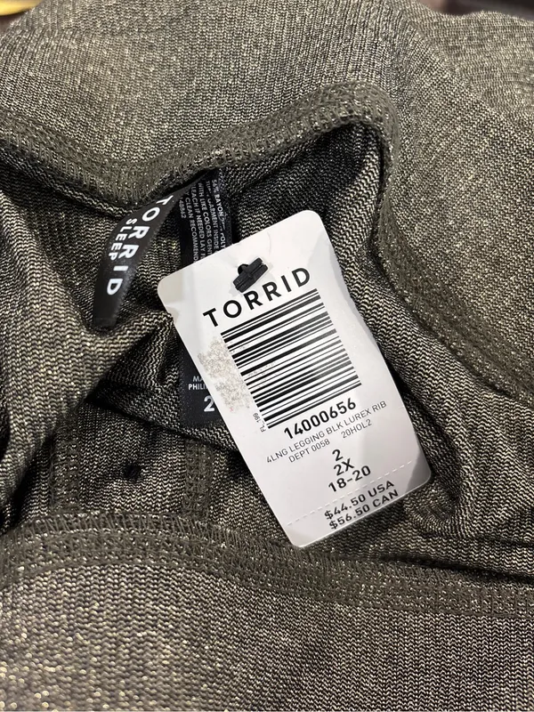 NWT Torrid Sleep Black Metallic Ribbed Long Sleeve Legging SET Size 2X - Image 7