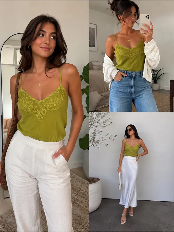 Irene's Story NWT Garden Daughter Green lace Top - Image 2
