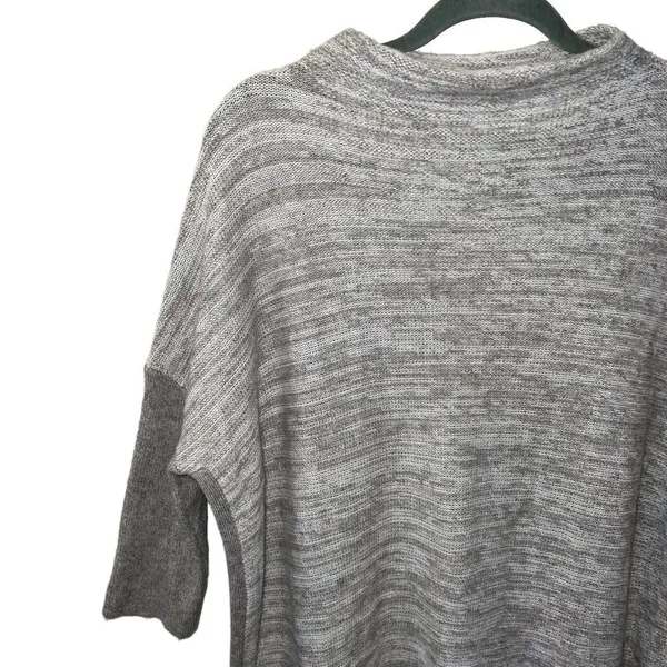 Kinross 100% Cashmere Marled Gray Taupe Mock Neck Dolman Sleeve Sweater S - Image 3