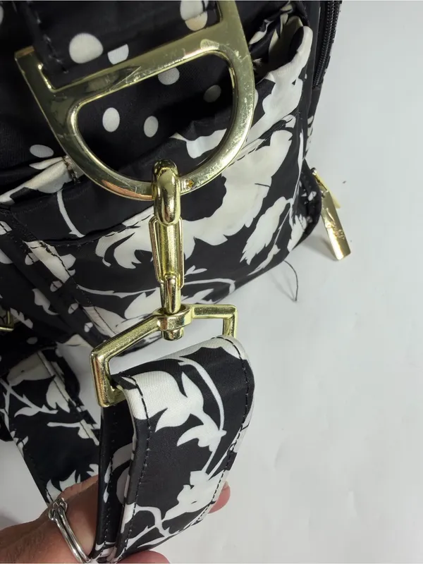 JuJuBe BFF Convertible Diaper Bag Backpack Black White Floral Polka Dot‎ Pad - Image 13