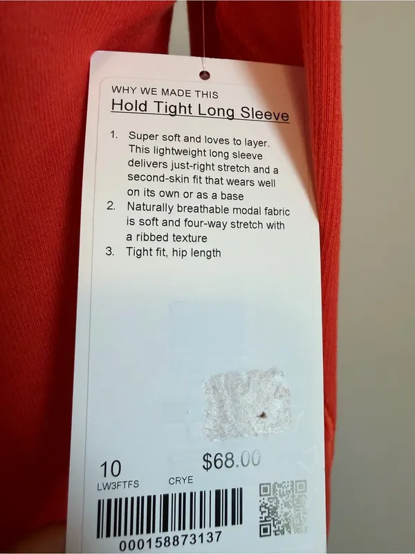 NWT Lululemon Hold Tight Long-Sleeve ribbed Shirt size 10 in cherry ember - Image 6