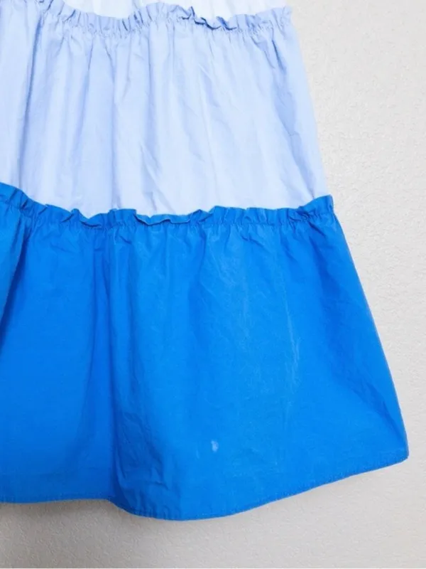 English Factory Colorblock Tiered Ruffled Mini Dress M Blue White Ombre Ruffle - Image 9