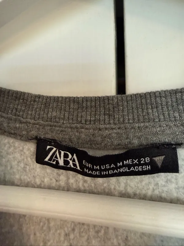 Zara grey puff sleeve crewneck sweater M - Image 3