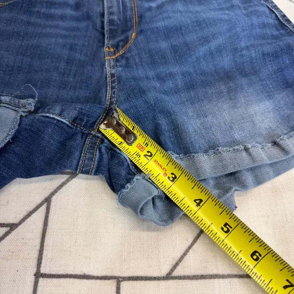 Denizen Levi's High Rise Shorts 4 Blue‎ Cuffed Raw Hem Stretch Denim Jean Shorts - Image 6