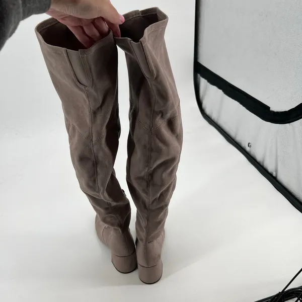 Nine West Felipe 2 Over the Knee Boot beige taupe block heel round toe size 6.5 - Image 6