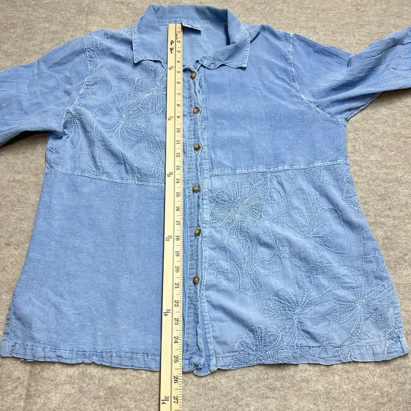 Vtg Cottagecore Grannycore Embroidered Floral Made USA Button‎ Down EUC Small - Image 6