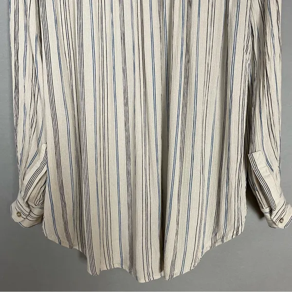 Anthropologie Floreat Norfolk Blouse Striped Long Sleeve Shirring Smocked Sz‎ XS - Image 11