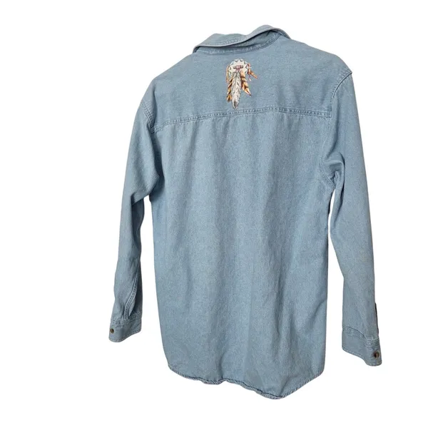 Vintage Real Good Denim By All Sport Denim Long Sleeve Button Up Shirt Small - Image 2