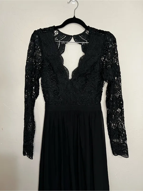 Lulus Awaken My Love Black‎ Lace Open Back Cutout Formal Gown Maxi Dress - Image 4