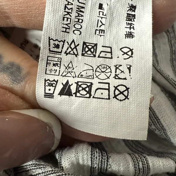 Zara‎ Trafaluc Pinafore Dress S Black White Stripes Apron Cover Up Asymmetrical - Image 11
