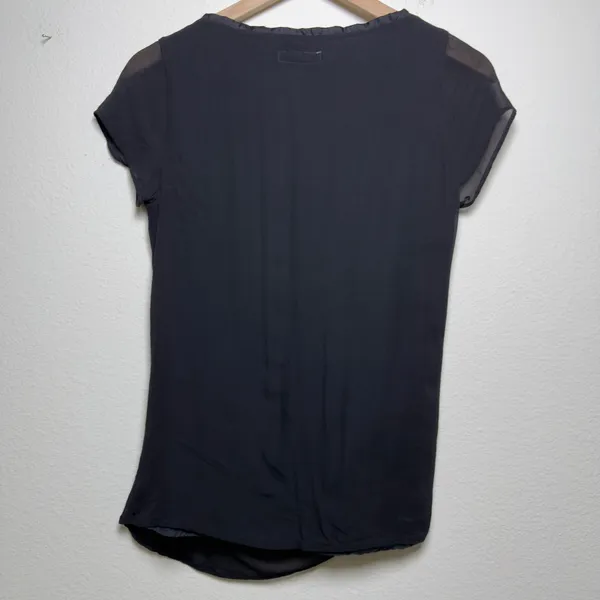 Hannoh Women Silk Cotton Top 40 Black‎ Drape Neck Old Money Classic Minimalist - Image 8