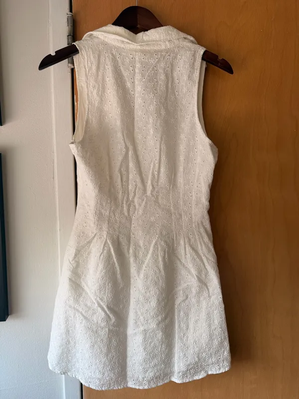 Olivaceous Mini Dress Eyelet White pockets - Image 2