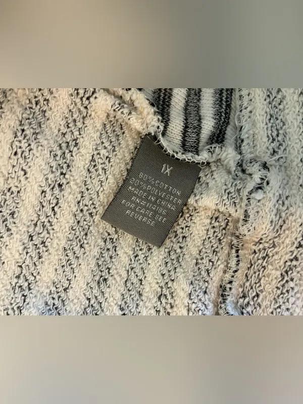 Women’s RETRO-ology Striped Crewneck Sweater - Gray & White Size 1X - Image 5