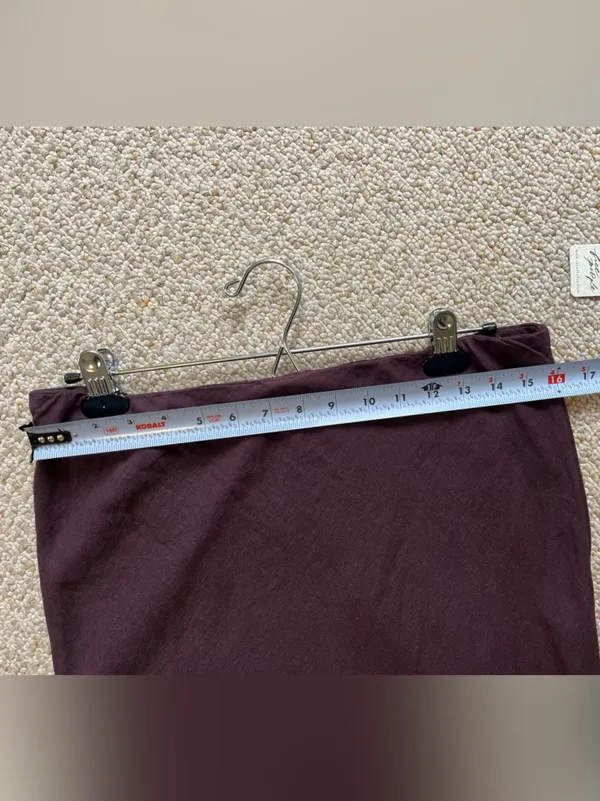NWT Free People My Little Midi Skirt Dark Burgundy Linen Blend Pull On Sz L - Image 7