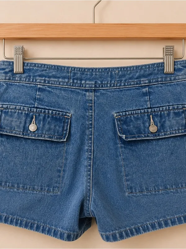 Vintage GAP Denim Drawstring Utility Shorts Size 2 Y2K - Image 4