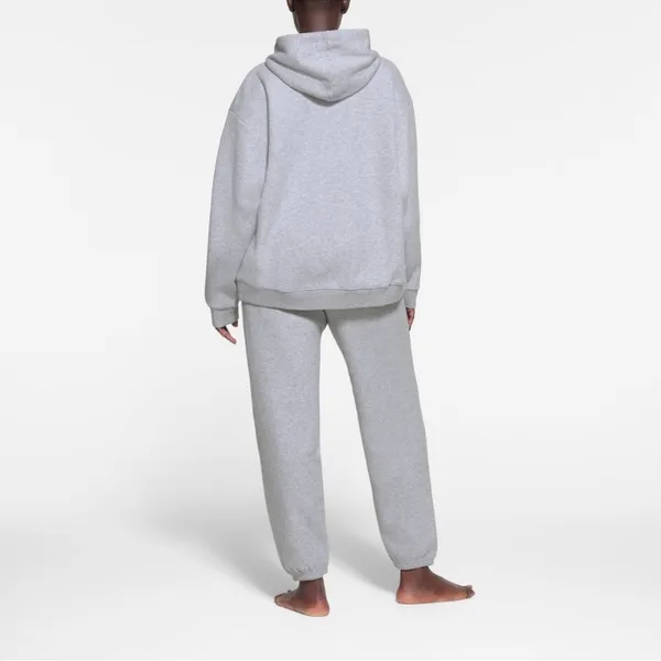 Skims Lounge Fleece Hoodie In Light Heather Grey Size M - Image 2
