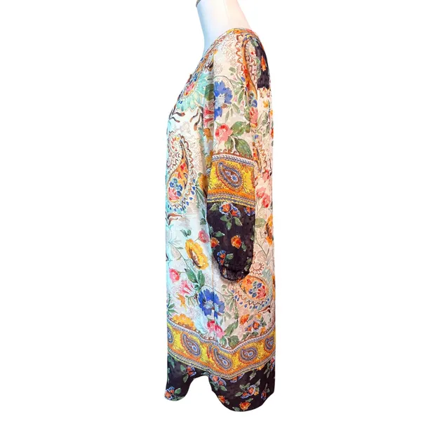 Figueroa & Flower Womens L Floral Paisley Border Print Tassel Tunic Shift Dress - Image 6