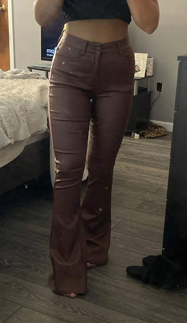 Edikted Faux Leather Flare Pants - Image 2