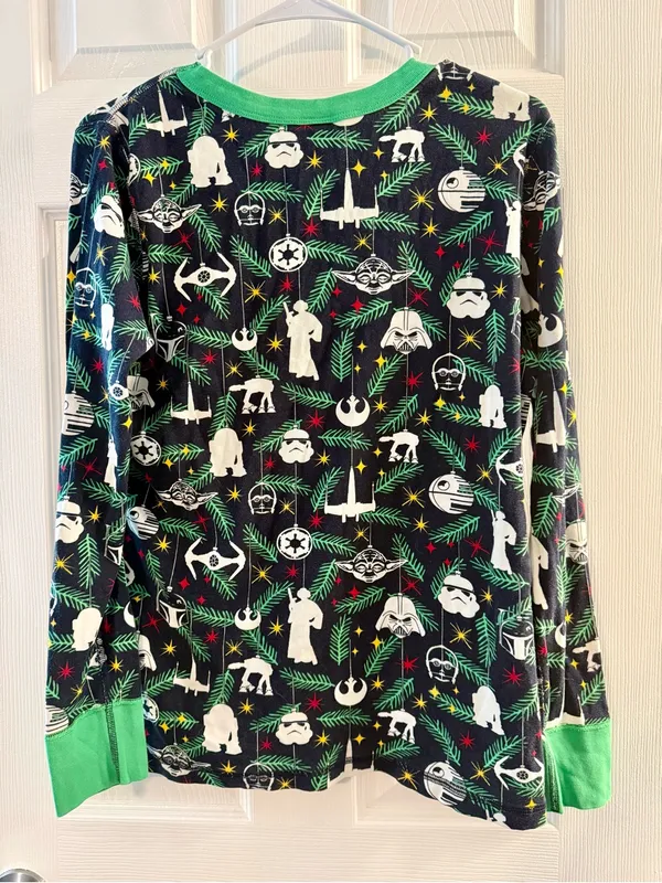 Hanna Andersson Star Wars Long-Sleeve Pajama Top - Black & Green Size Large - Image 3