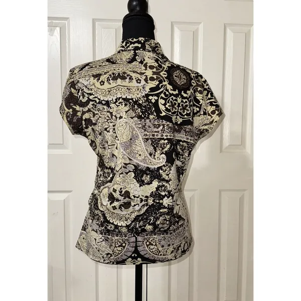 Cato Womens Blouse Shirt Wrap V Neck Sexy Slim Fit Floral Top Career Work- Sz L‎ - Image 2