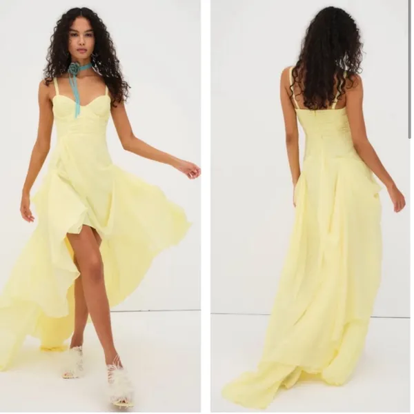 For Love & Lemons Formal Ball Gown June Demi Corseted Tiered Hi Low Princess - Image 3
