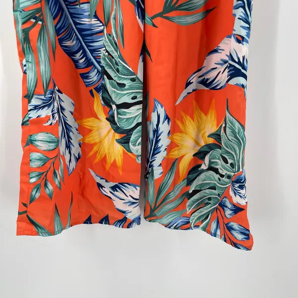 LULU'S Jumpsuit Extra Small Luxe Luau Orange Tropical Floral NWT Strapless Beach - Image 12
