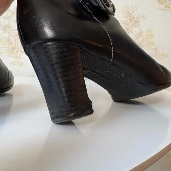 90s y2k Apostrophe black leather square toe block heel whimsigoth boots - Image 7