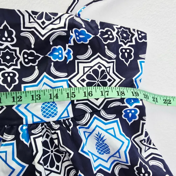Hutch Anthropologie Blue White Tile Pineapple Print Romper Pockets XL‎ 1 - Image 12