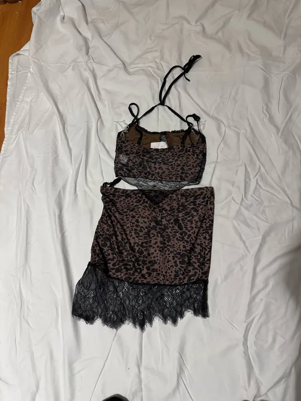 Dolls Kill New Pink Animal Print Skirt Set - Image 2