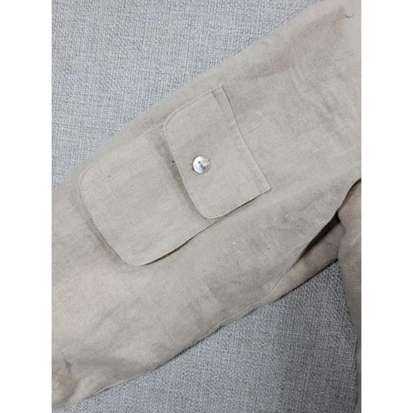 Richard Malcolm Womens Bomber Jacket Size S Cream Linen Zip Up Utility Cargo - Image 3